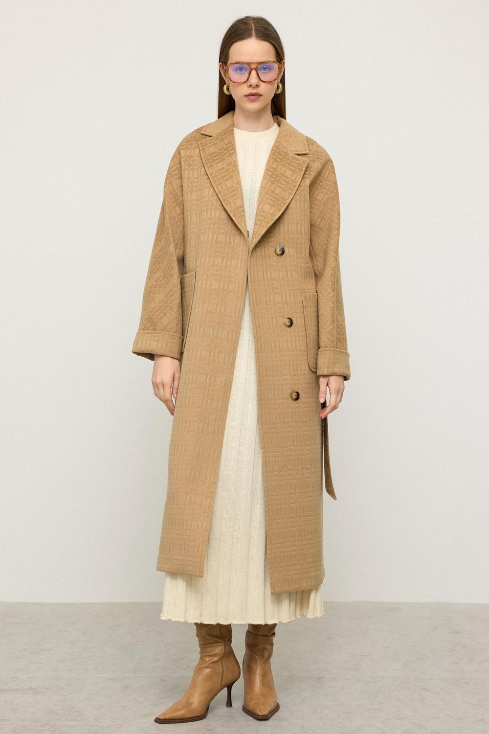 Olcay Torba Cepli Kendinden Desenli Oversize Limited Edition Kaban Kamel 3140 görsel 6