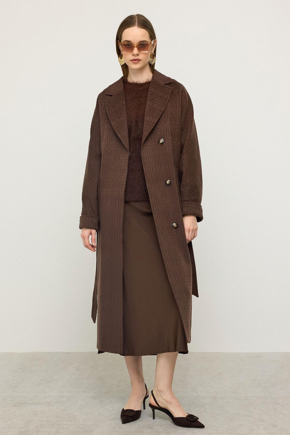 Olcay Torba Cepli Kendinden Desenli Oversize Limited Edition Kaban Kahve 3140 görsel 6