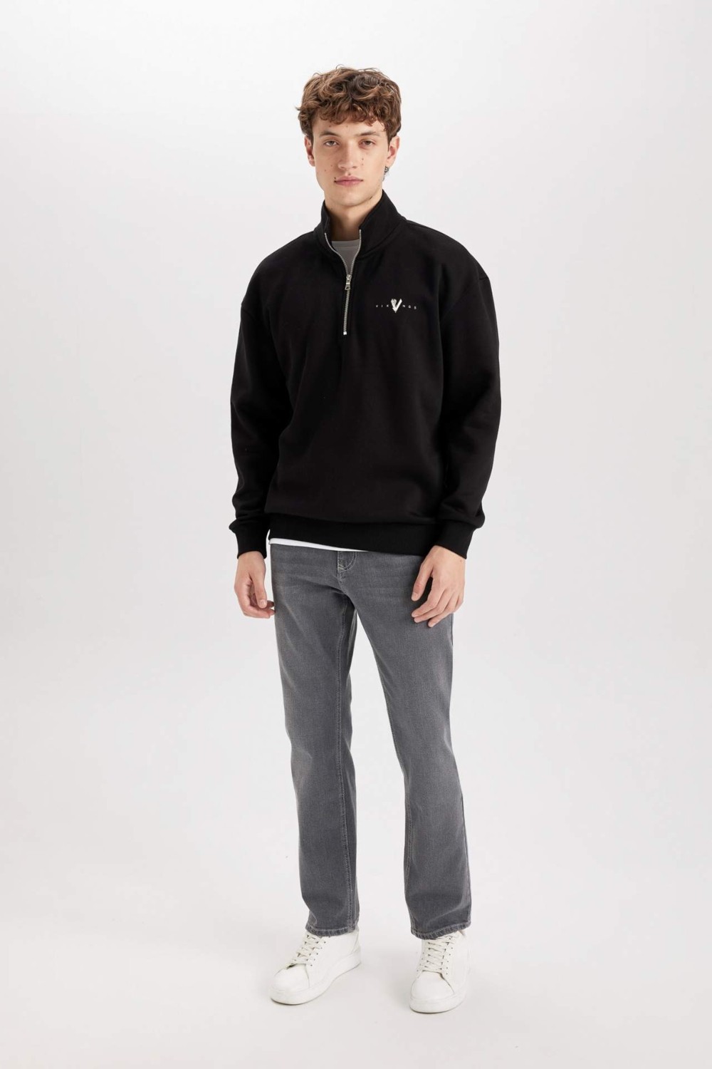 DeFacto Vikings Boxy Fit Dik Yaka Baskılı Sweatshirt D6769AX25SP görsel 7