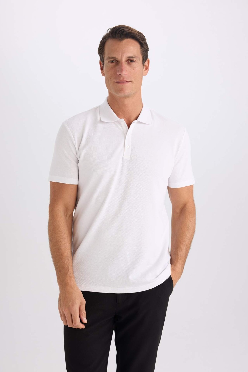 DeFacto Slim Fit Polo Yaka Kısa Kollu Pamuklu Modal Karışımlı Basic Tişört M6609AZ25SP görsel 7