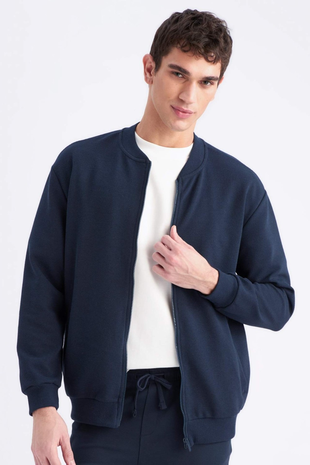 DeFacto Relax Fit Kolej Yaka Dokulu Bomber Hırka D7930AX25SP görsel 7