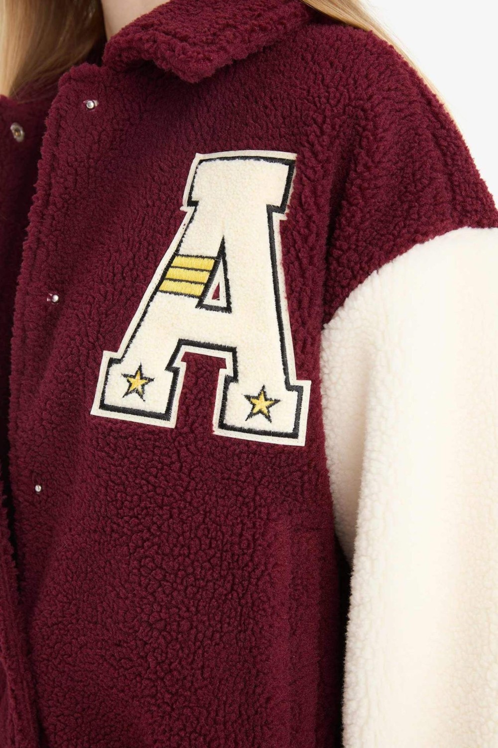 DeFacto Oversize Geniş Kalıp Polo Yaka Pelüş Bomber Ceket E9838AX25WN görsel 6