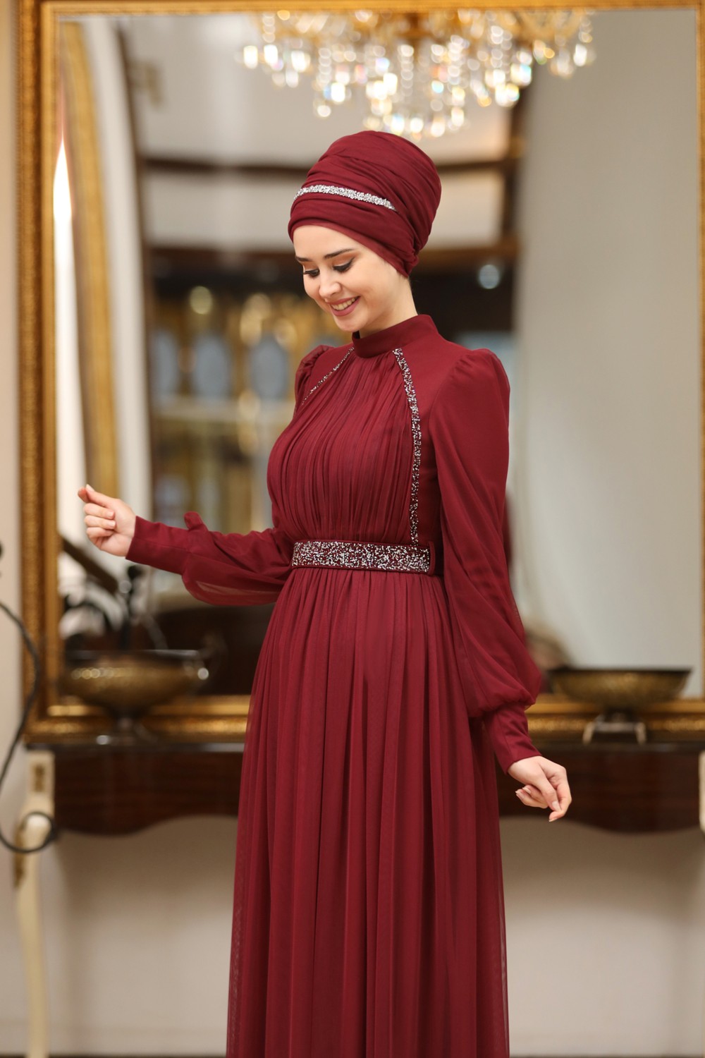 Fuval Moda Büyük Beden Tül Efsane Abiye görsel 6