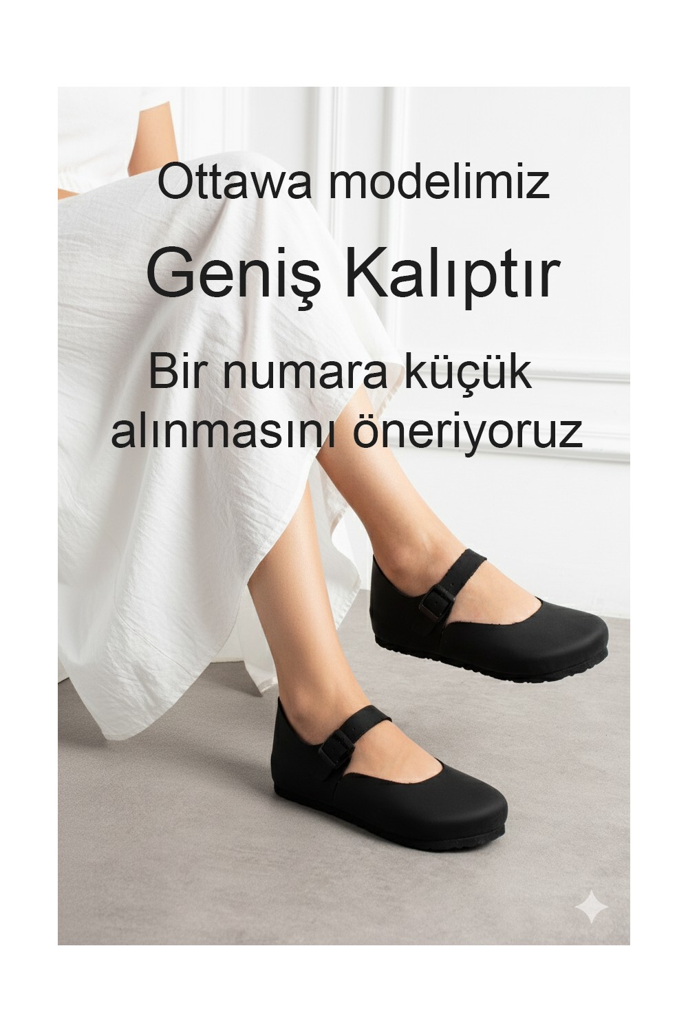Uniqueqoop Ottawa Hakiki Deri Mantar Taban Ortopedik Kadın Babet görsel 6