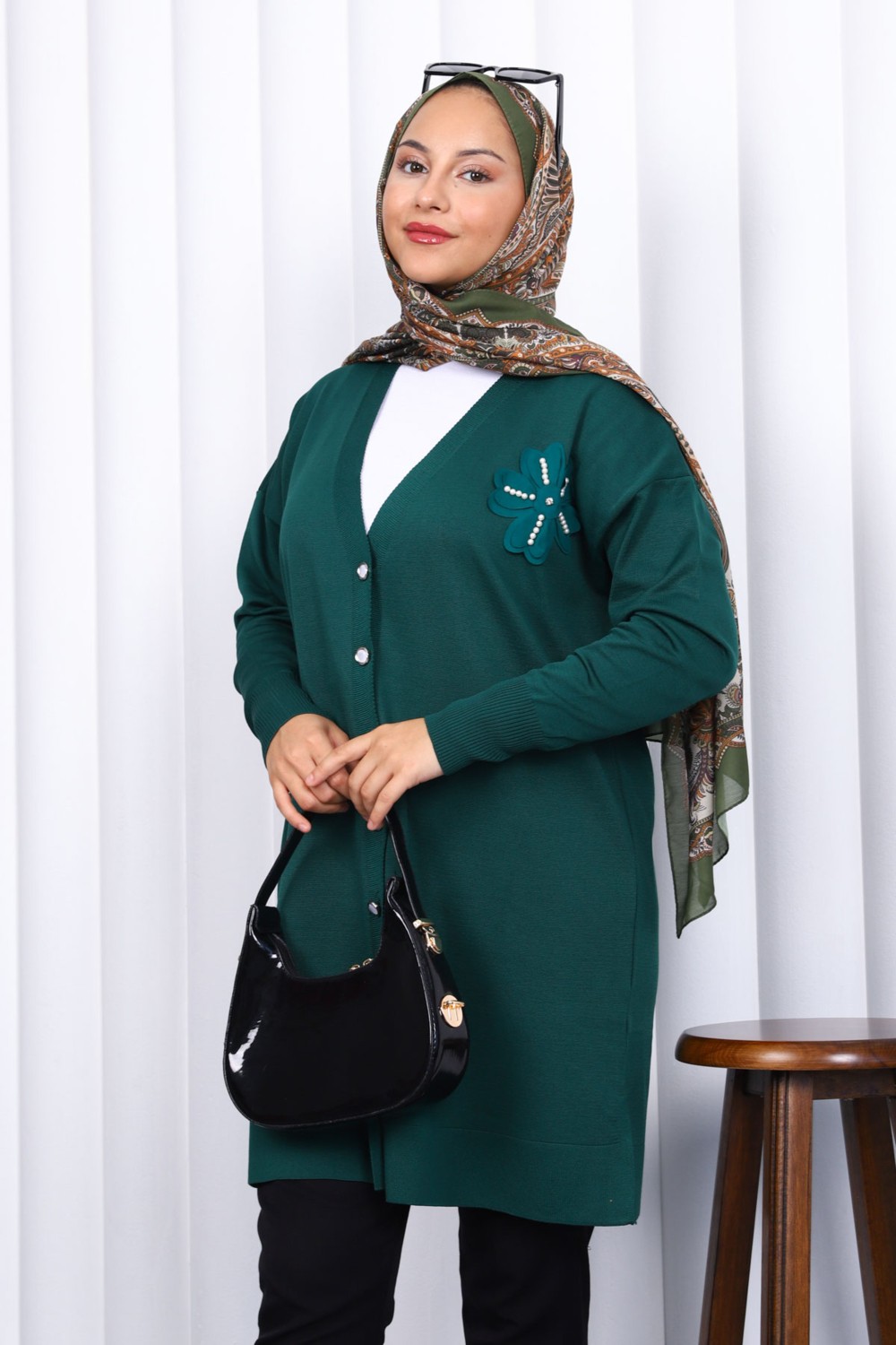 İmaj Butik Gri Düğmeli Soğuk Iplik Triko Hırka görsel 3