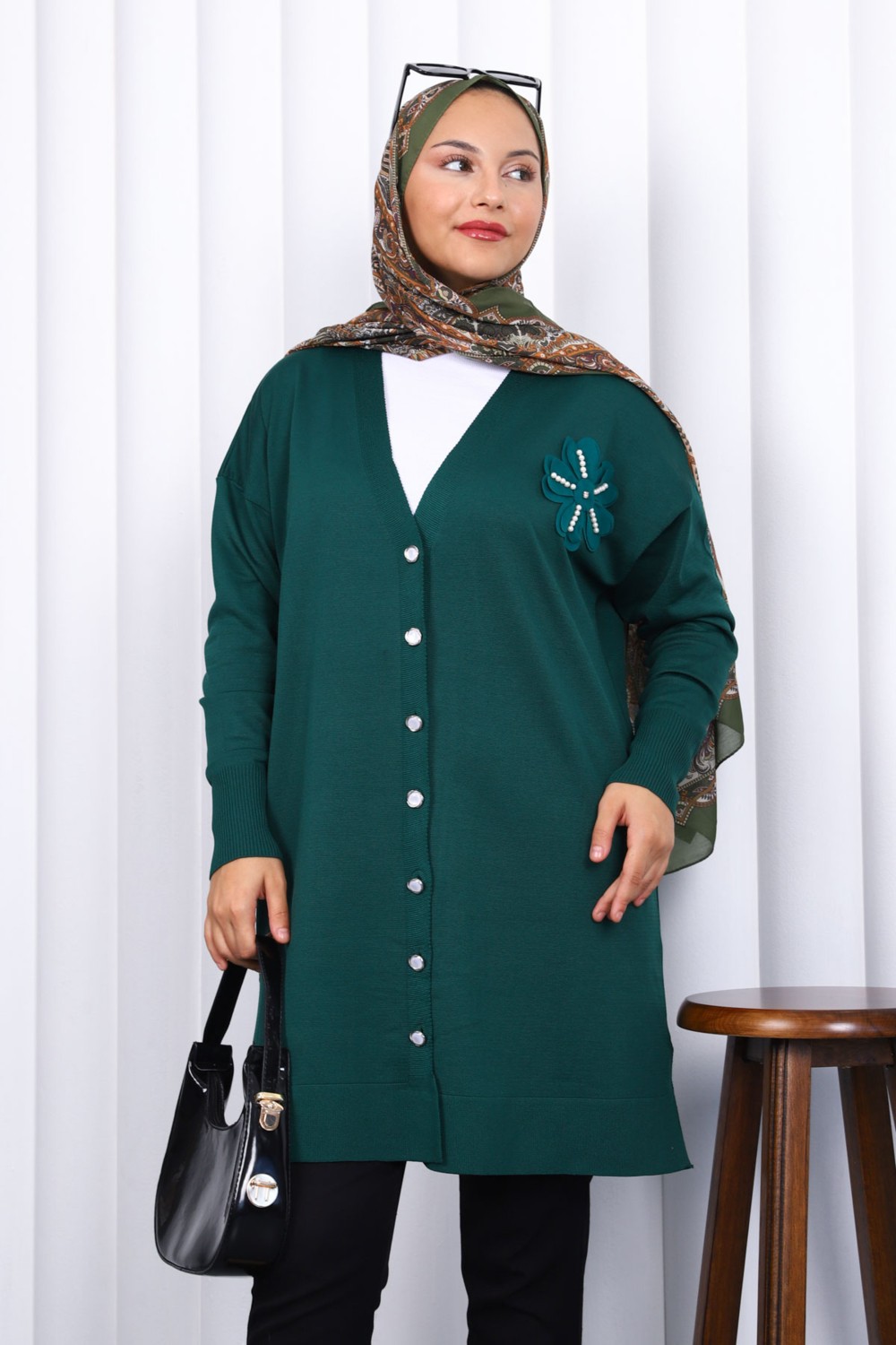 İmaj Butik Gri Düğmeli Soğuk Iplik Triko Hırka görsel 4