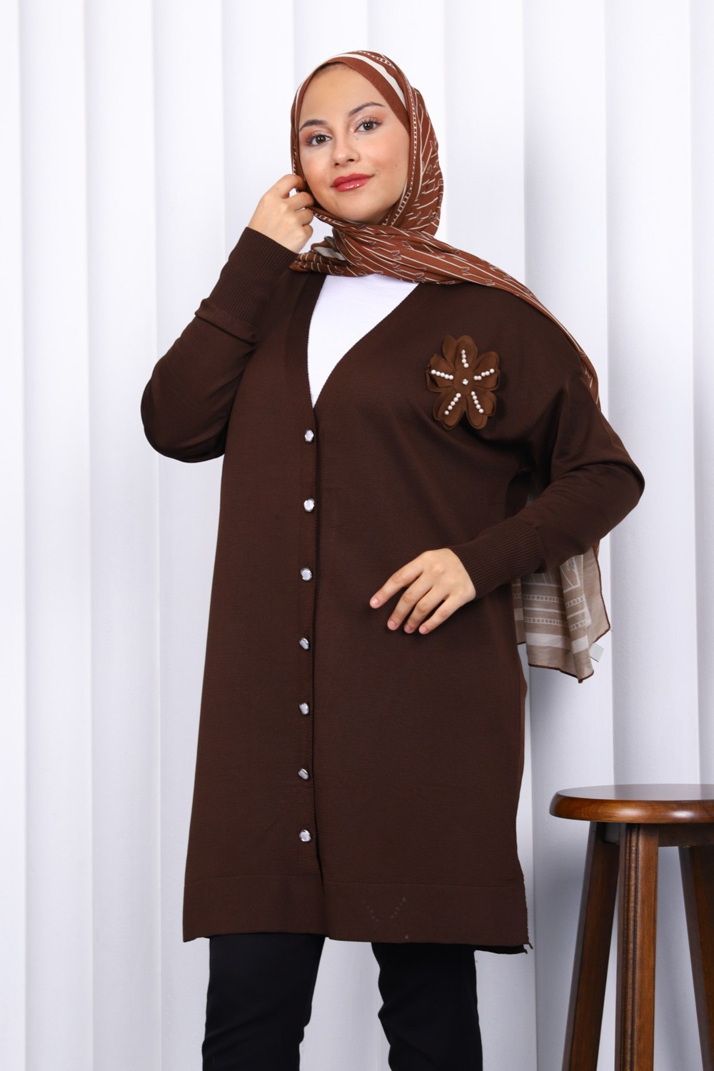 İmaj Butik Gri Düğmeli Soğuk Iplik Triko Hırka görsel 7