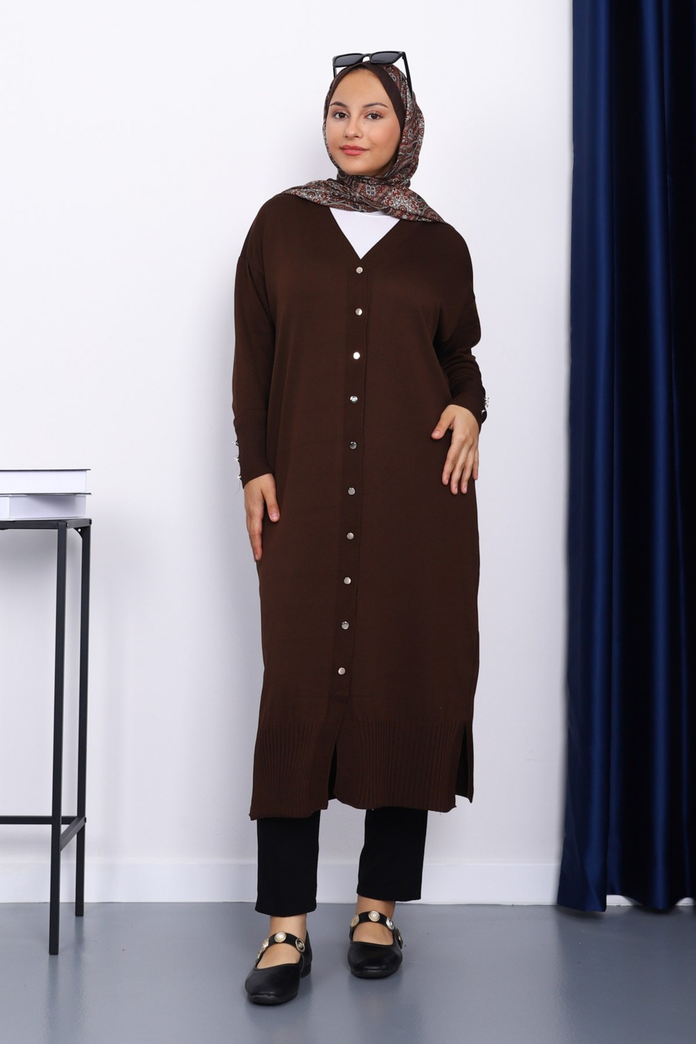 İmaj Butik Lacivert Soğuk Iplik Triko Hırka