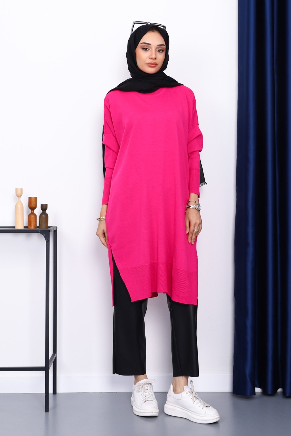 İmaj Butik Vizon Bisiklet Yaka Merserize Salaş Triko Tunik