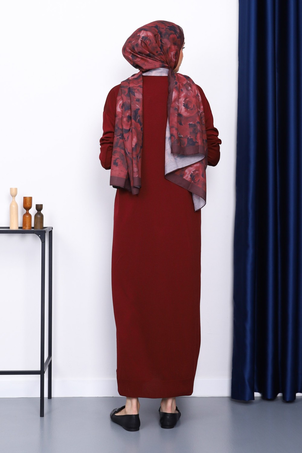 İmaj Butik Bordo V Yaka Merserize Hırka görsel 4