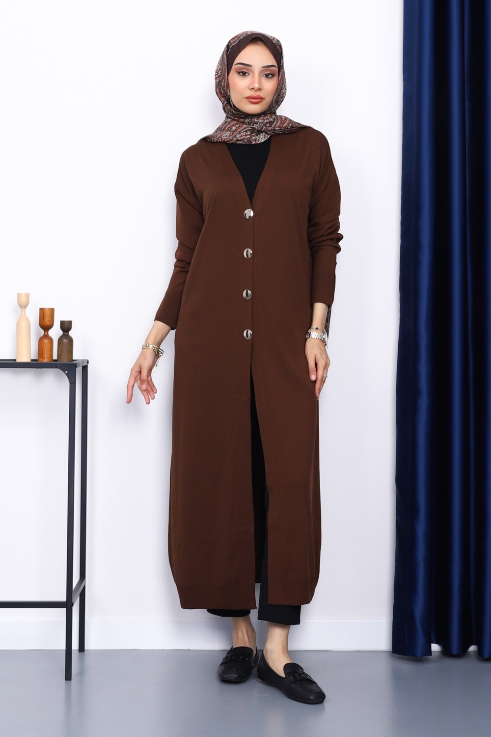 İmaj Butik Bordo V Yaka Merserize Hırka görsel 5