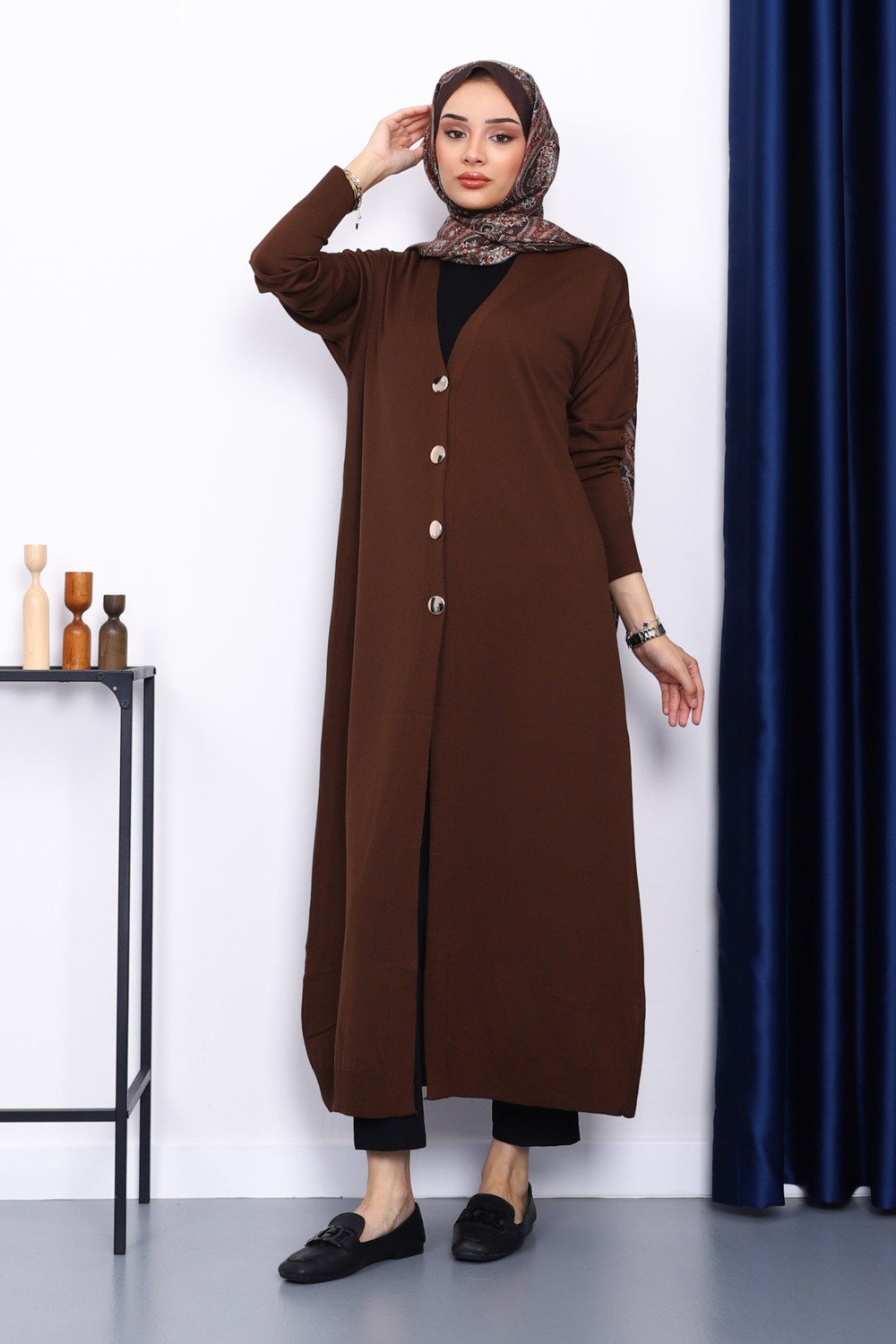 İmaj Butik Bordo V Yaka Merserize Hırka görsel 6