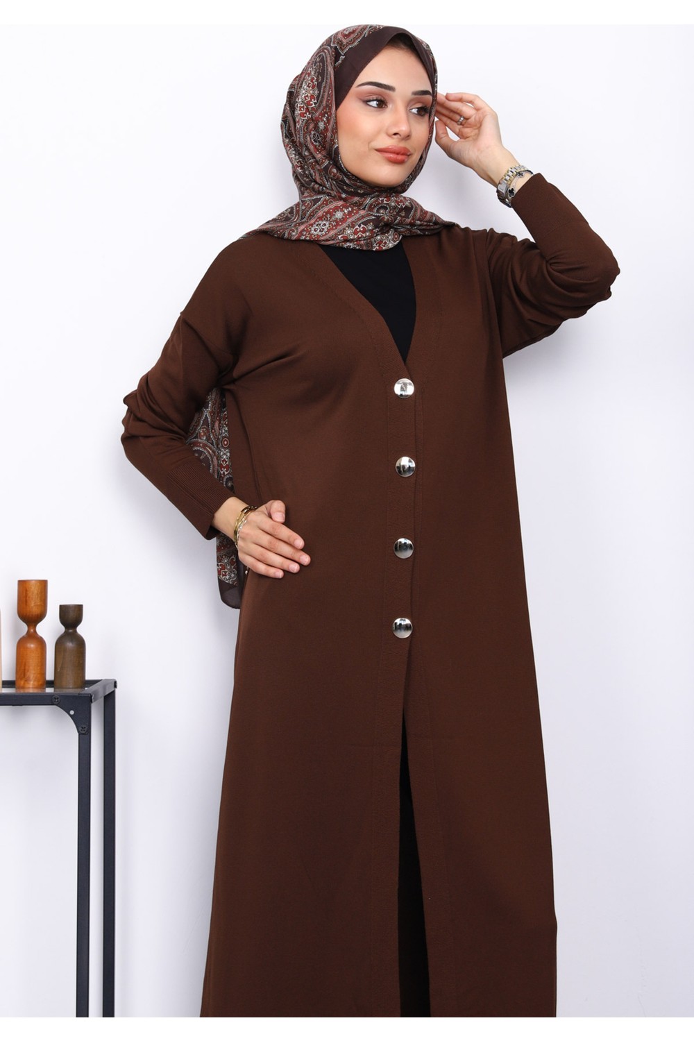İmaj Butik Bordo V Yaka Merserize Hırka görsel 7