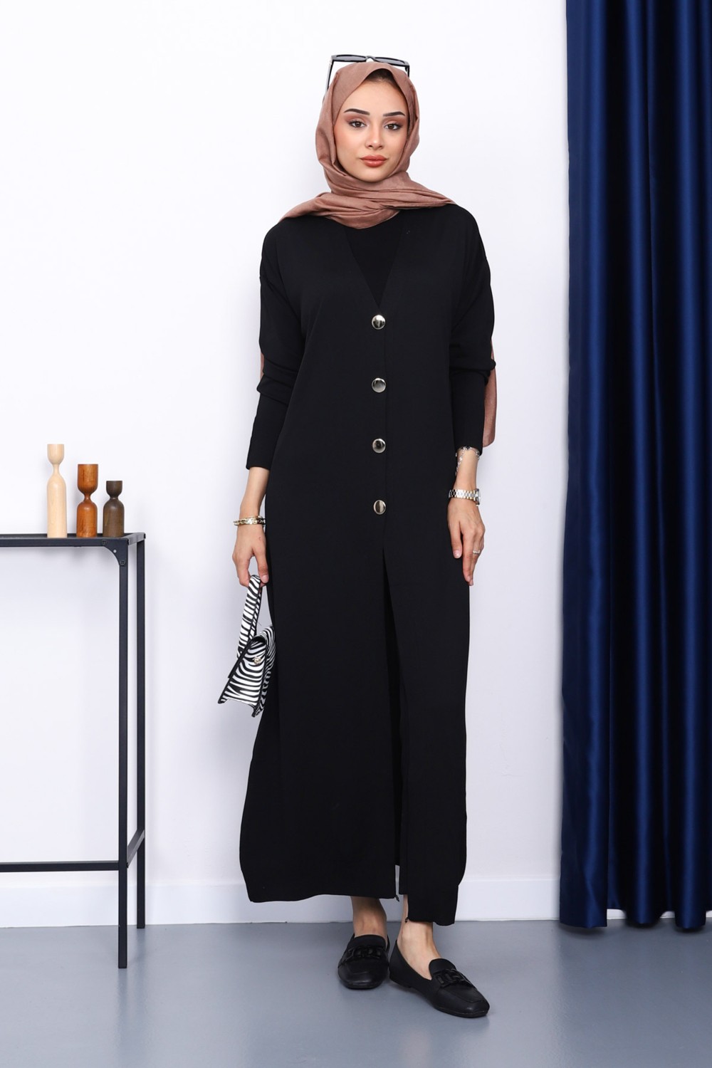 İmaj Butik Bordo V Yaka Merserize Hırka