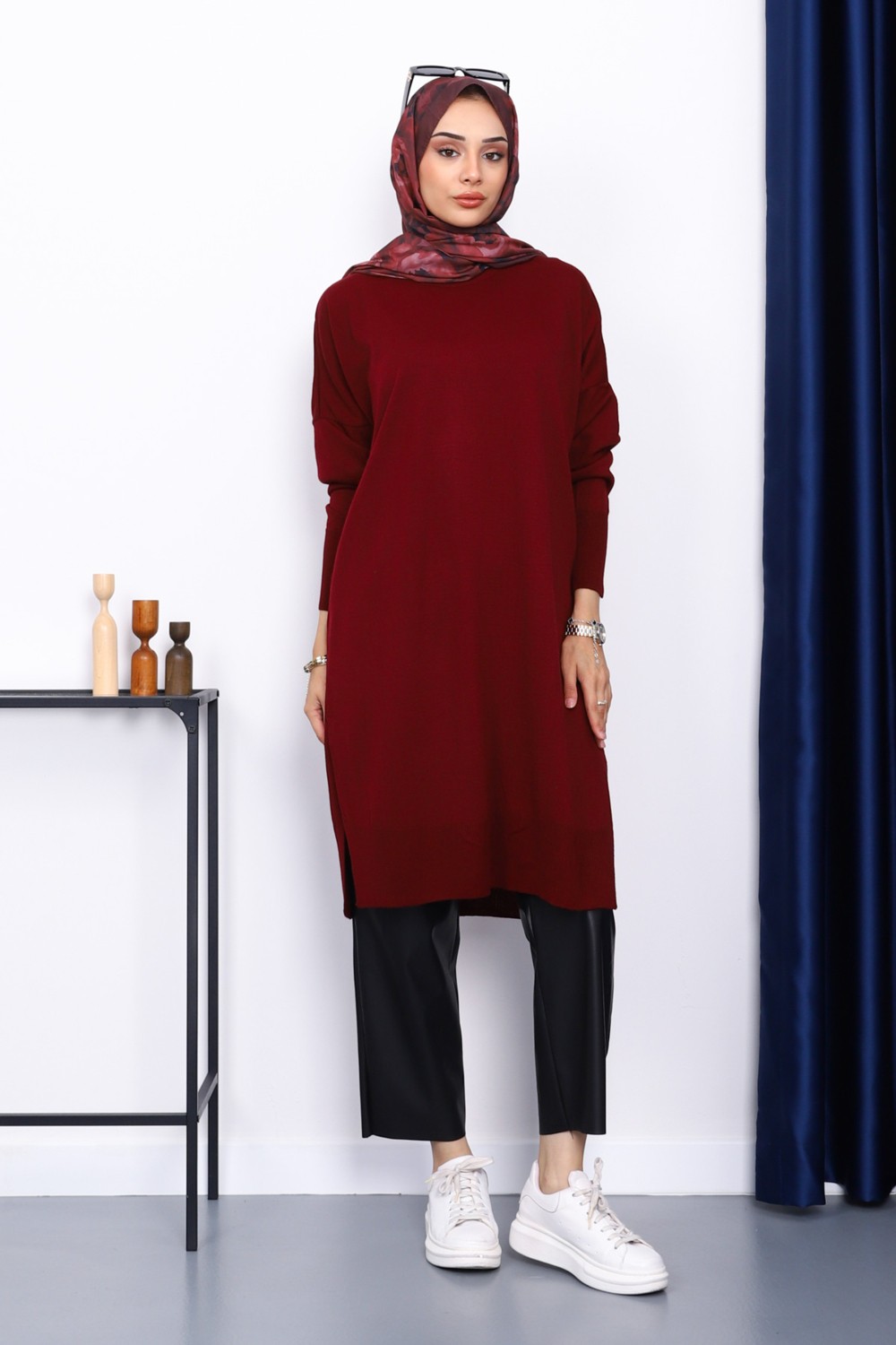İmaj Butik Vizon Bisiklet Yaka Merserize Salaş Triko Tunik