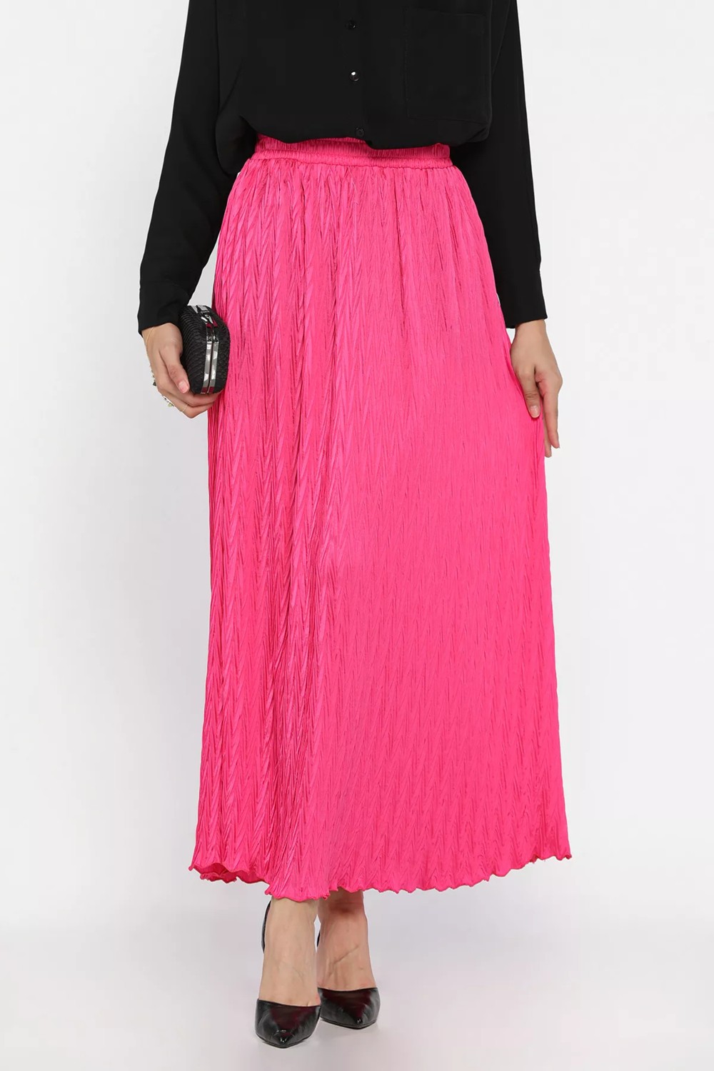 Julude Bel Lastikli Kendinden Desenli Tesettür Etek(S,m,l,xl Uyumludur) P-00018005 görsel 5
