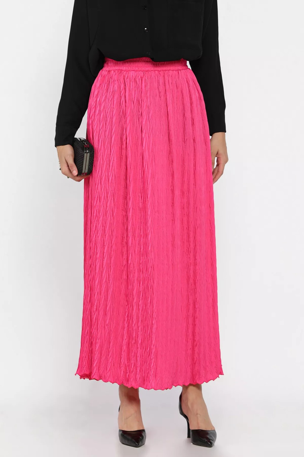 Julude Bel Lastikli Kendinden Desenli Tesettür Etek(S,m,l,xl Uyumludur) P-00018005 görsel 6