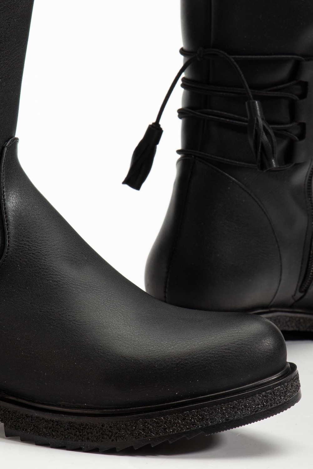 Suins Shoes Suins Pline Model Siyah Kadın Fermuarlı Çizme görsel 4