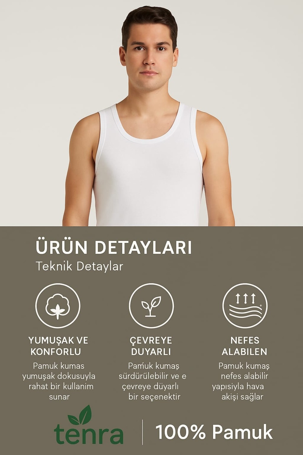 Cihan Yıldız Beyaz Askılı Erkek Atlet Ekonomik Paket 10 Adet %100 görsel 5