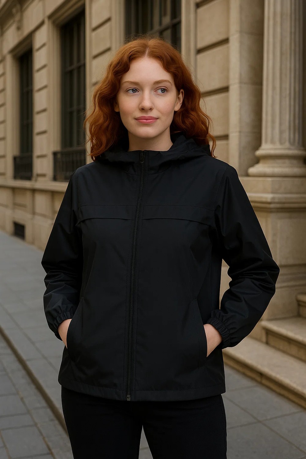 Comstar Kadın Taş Rüzgarlık & Yağmurluk Kapşonlu Hafif Uzun Kol Slim Fit Tasarım