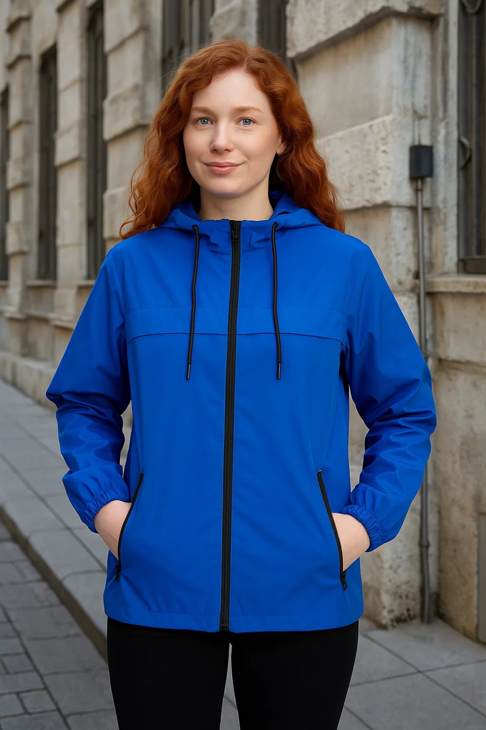 Comstar Kadın Taş Rüzgarlık & Yağmurluk Kapşonlu Hafif Uzun Kol Slim Fit Tasarım görsel 7