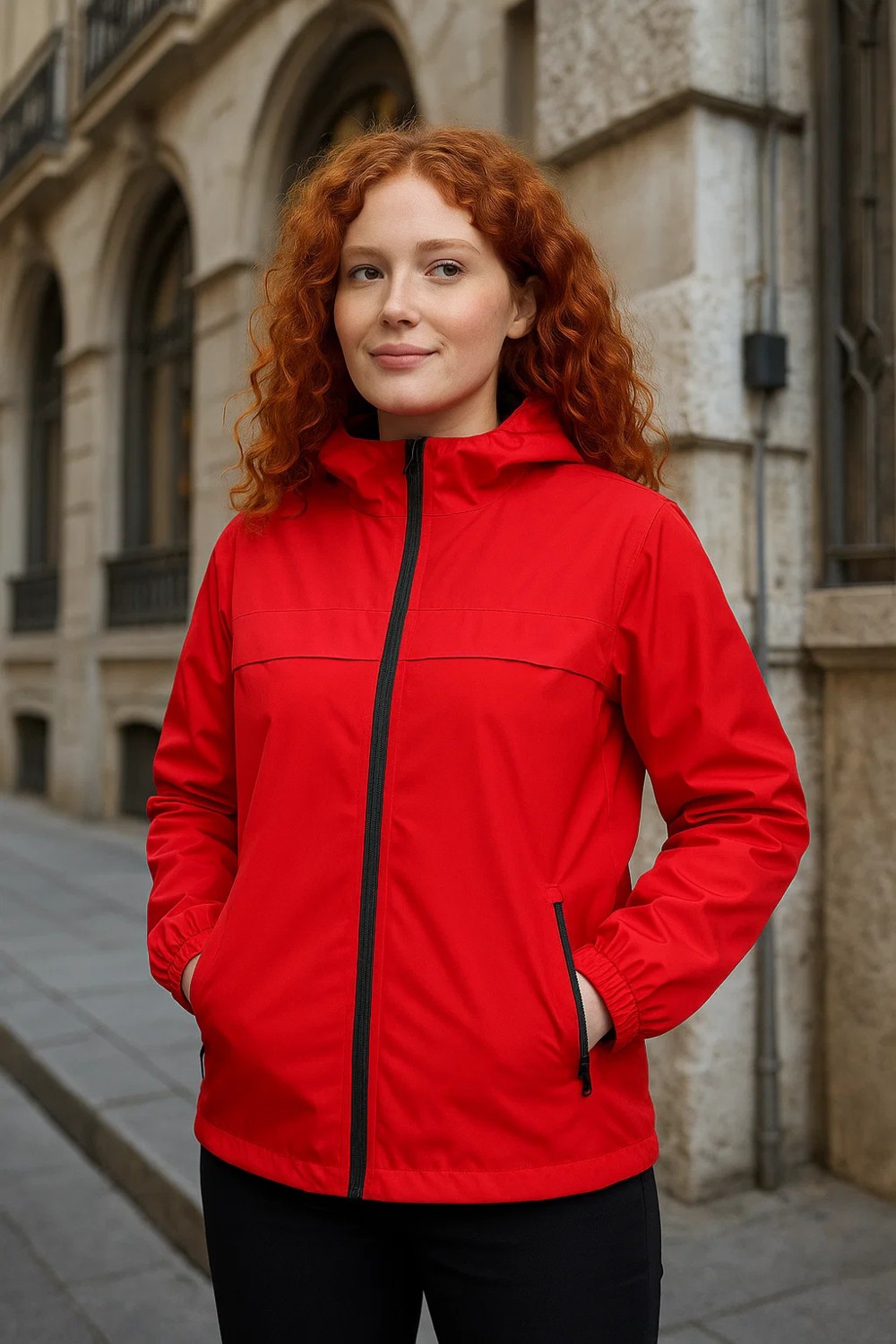 Comstar Kadın Taş Rüzgarlık & Yağmurluk Kapşonlu Hafif Uzun Kol Slim Fit Tasarım