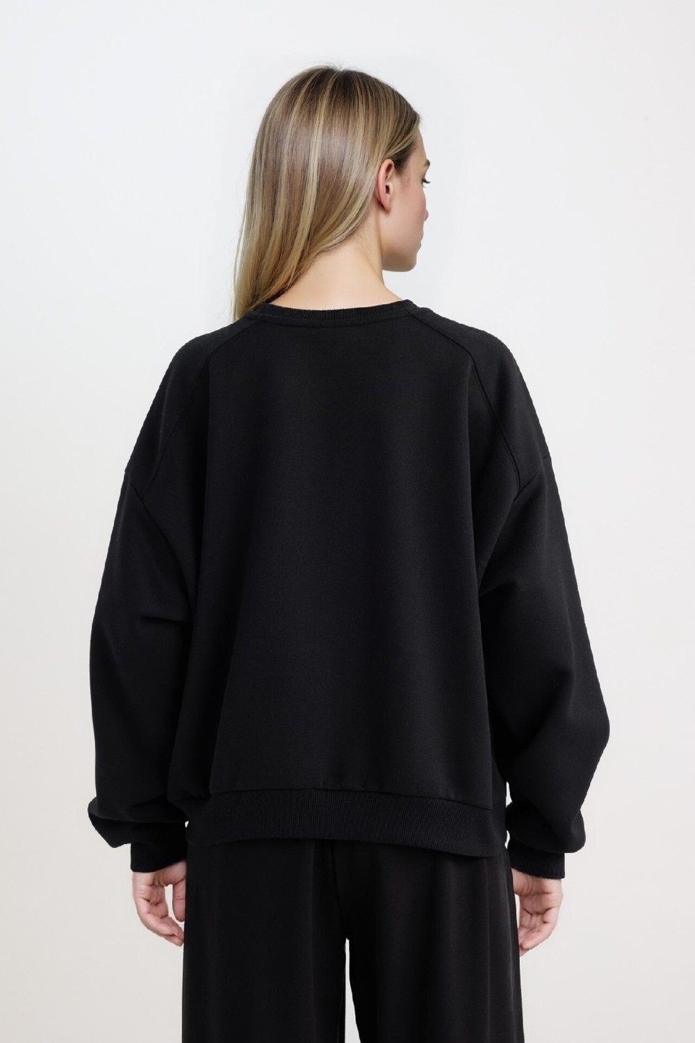 DeFacto Oversize Geniş Kalıp Bisiklet Yaka Basic Düz Kalın Gri Sweatshirt D9022AXNS görsel 6