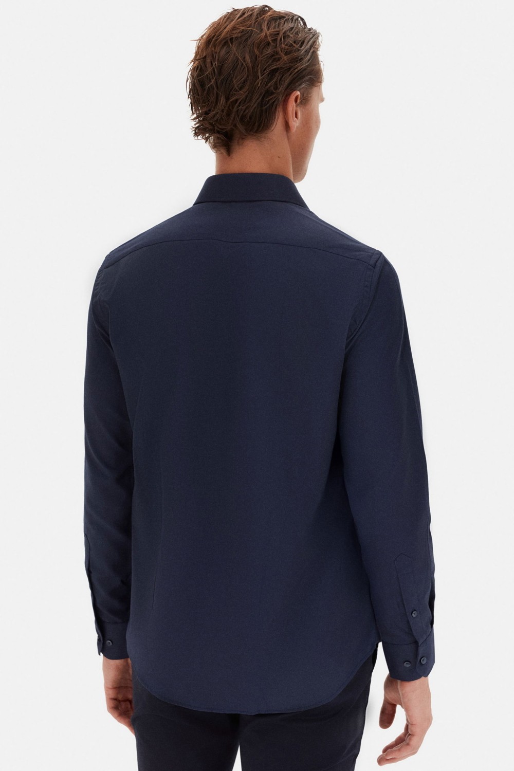 D'S Damat Slim Fit Mavi Italyan Yaka Armürlü Uzun Kollu Kolay Ütülenebilir Nefes Alan Dört Mevsim Göm 2HF02ORT3185 görsel 6