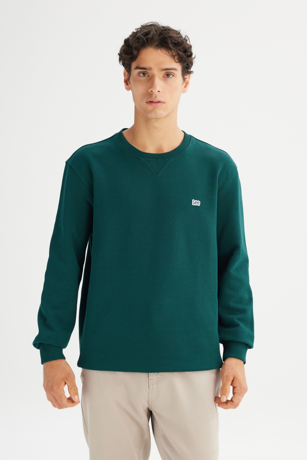 Lee Regular Fit Normal Kesim %100 Pamuk Bisiklet Yaka İçi Polarlı Bordo Sweatshirt