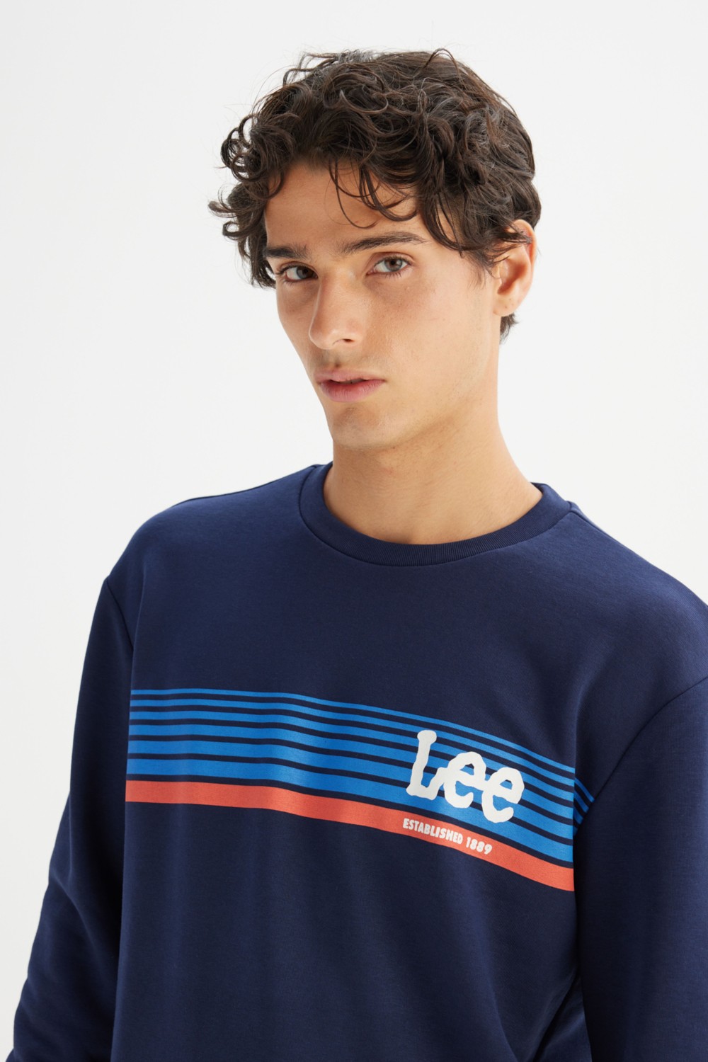 Lee L2520099 001 Black Erkek Grafık Logo Baskılı Regular Bısıklet Yaka Sweatshırt görsel 4