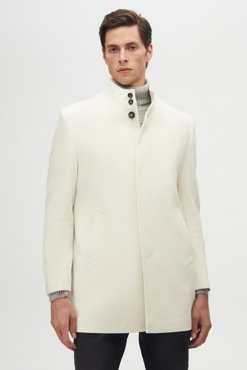 D'S Damat Regular Fit Antrasit Hakim Yaka Kaşe Kaban 5HF08ORT10002