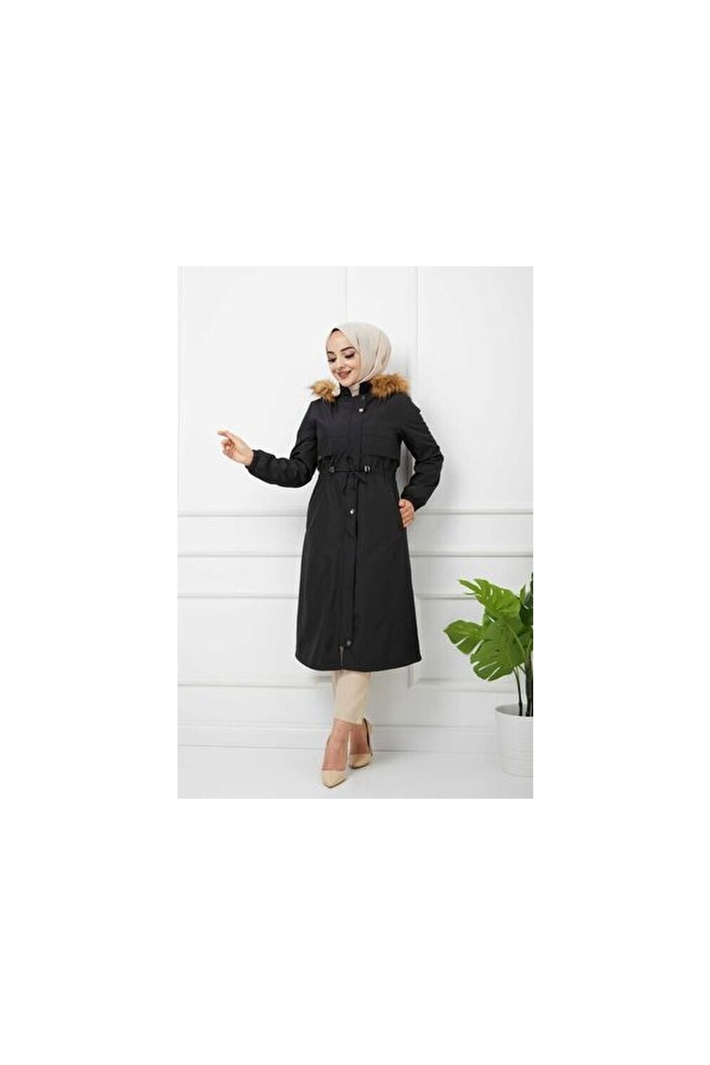 Vibeys Collection Lacivert Içi Kürkü ve Su Geçirmez Bayan Kışlık Mont&kaban görsel 6