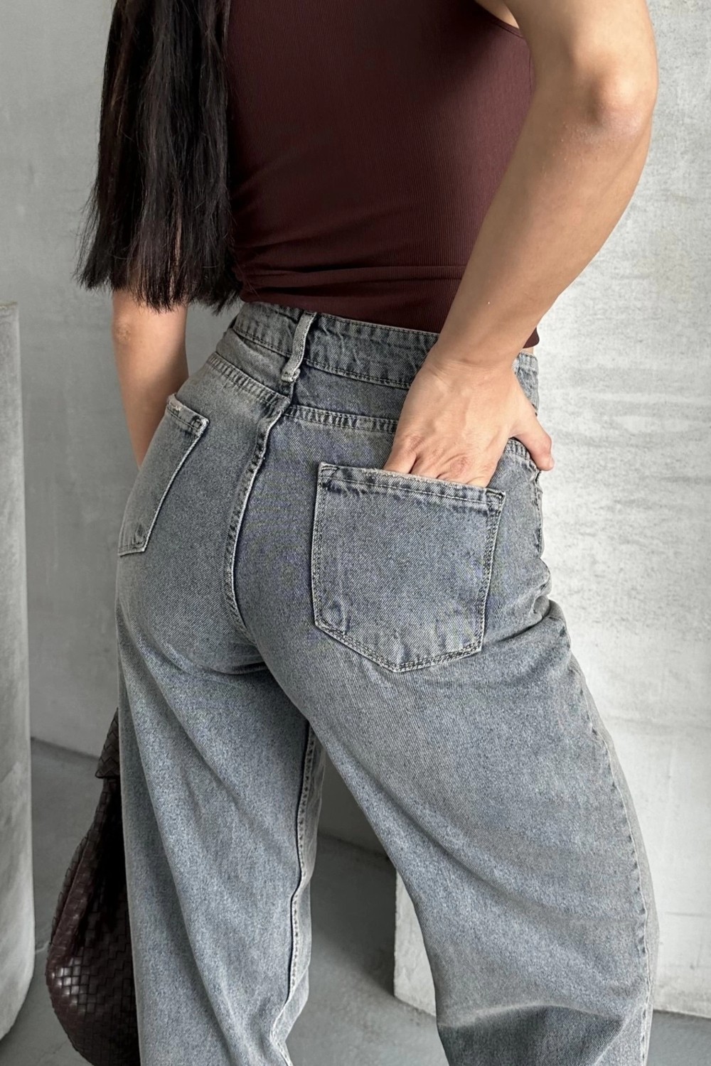 Palazzo Bıyık Kar Yıkama Buz Mavi Jeans Pantolon D2008 görsel 4