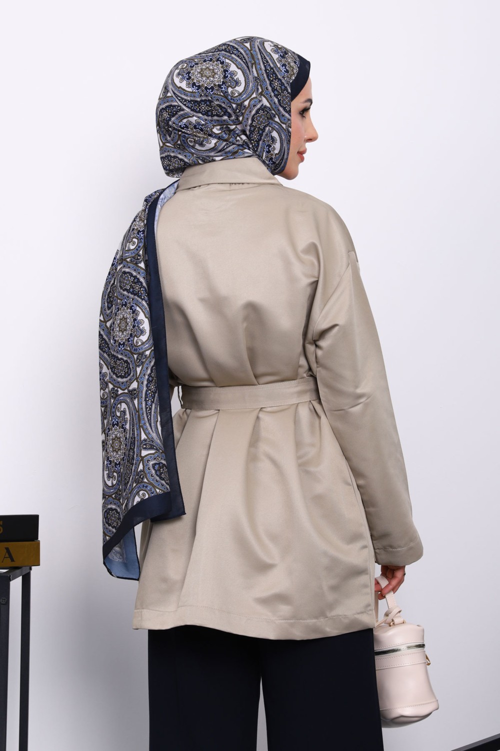 İmaj Butik Taş Cep Detaylı Kuşaklı Ceket görsel 8
