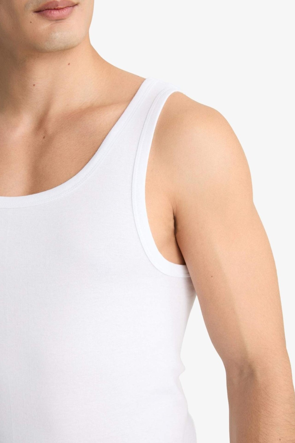DeFacto %100 Pamuk Slim Fit Ribana 2'li Atlet Y9056AZ25WN görsel 5