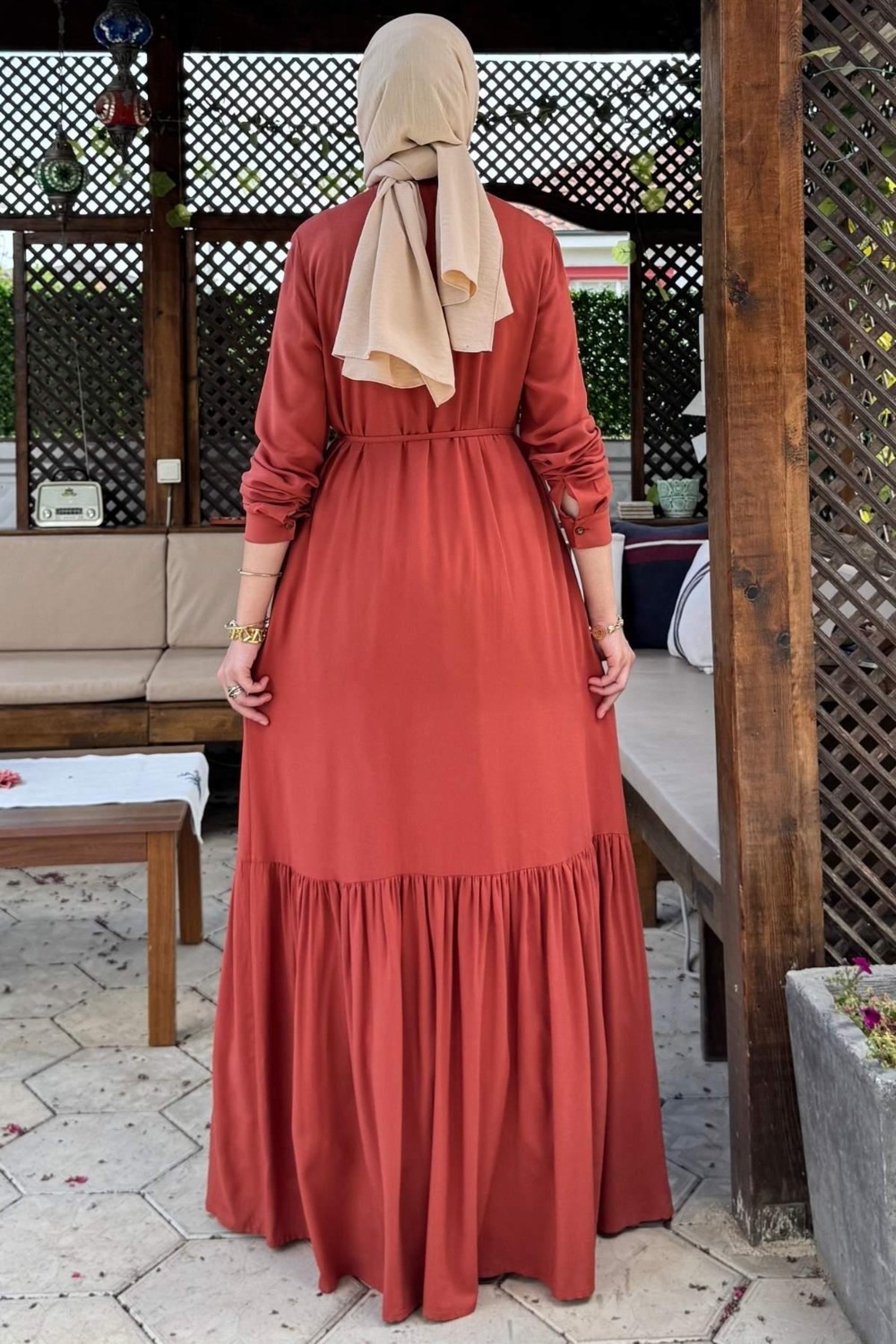 Rabia Şamlı Süreyya Gömlek Elbise Kiremit görsel 5