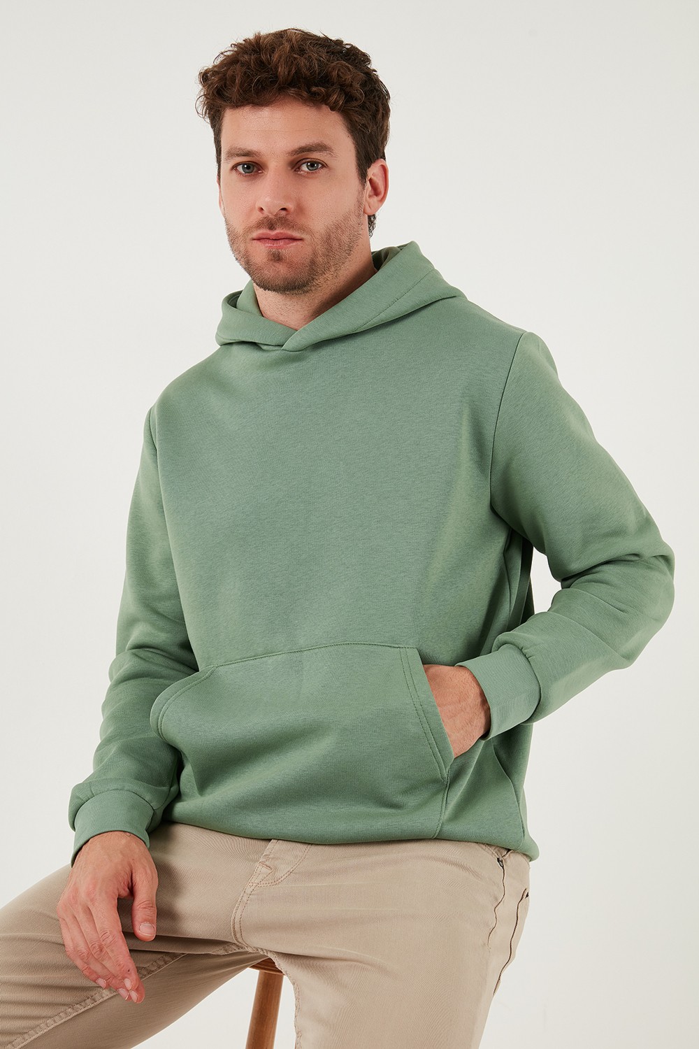 Buratti Slim Fit Kapüşonlu Kanguru Cepli Içi Tüylü Yumuşak Şardonlu Sweat Erkek Sweat 5905281 görsel 8