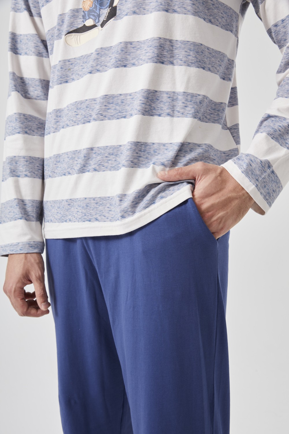 Koza İç Giyim Erkek Pamuklu Uzun Kollu Üst Ayıcık Baskılı Pijama Takımı görsel 5