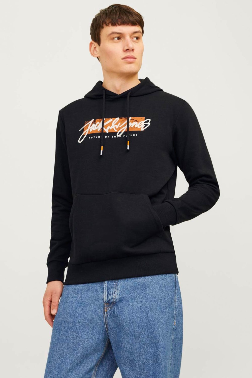 Jack & Jones Jjtıley Sweat Hood Ln Siyah Erkek Sweatshirt görsel 8