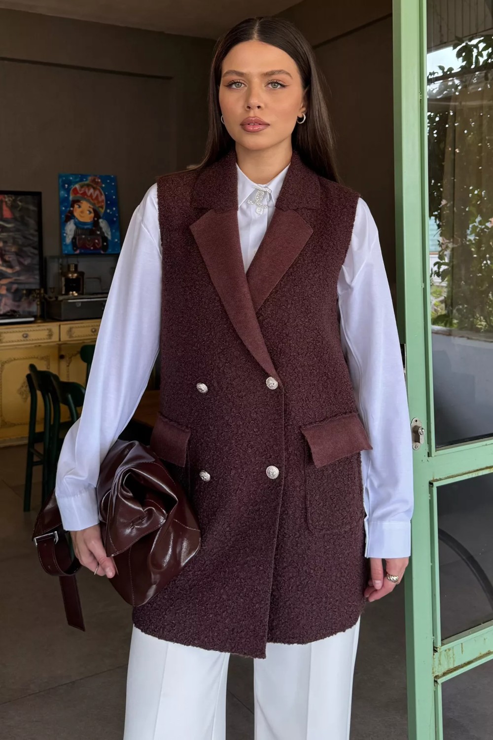 Gülseli Kadın Buklet Yelek P-00018370