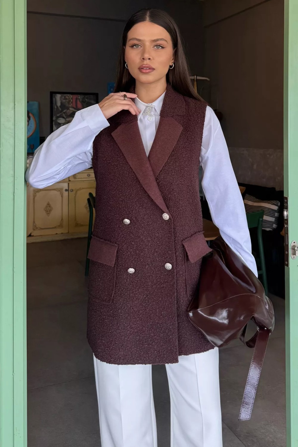 Gülseli Kadın Buklet Yelek P-00018370 görsel 3