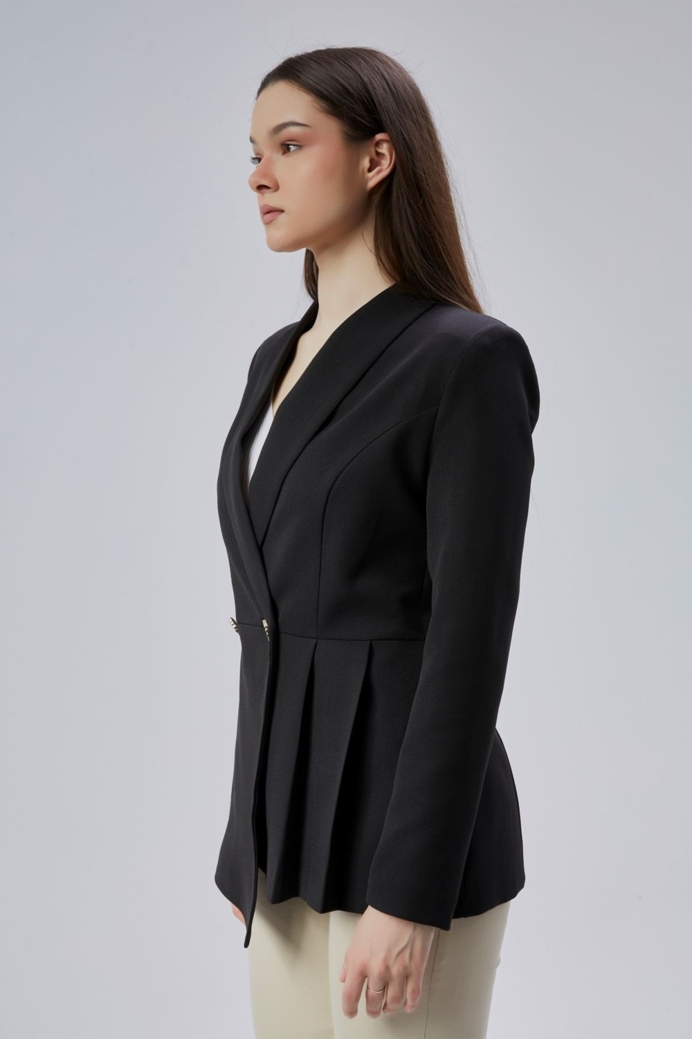 Bolivente Ekru Regular Fit Pile Detaylı Blazer Ceket görsel 7