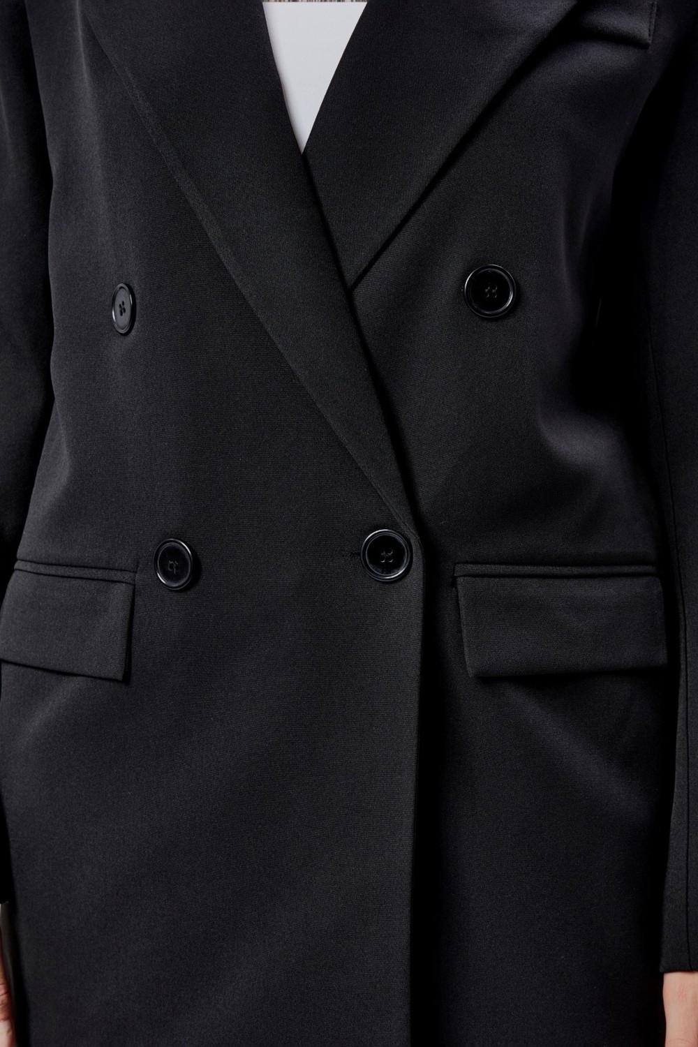 Bolivente Ekru Regular Astarlı Kruvaze Kapama Dokuma Oversize Blazer Ceket görsel 8