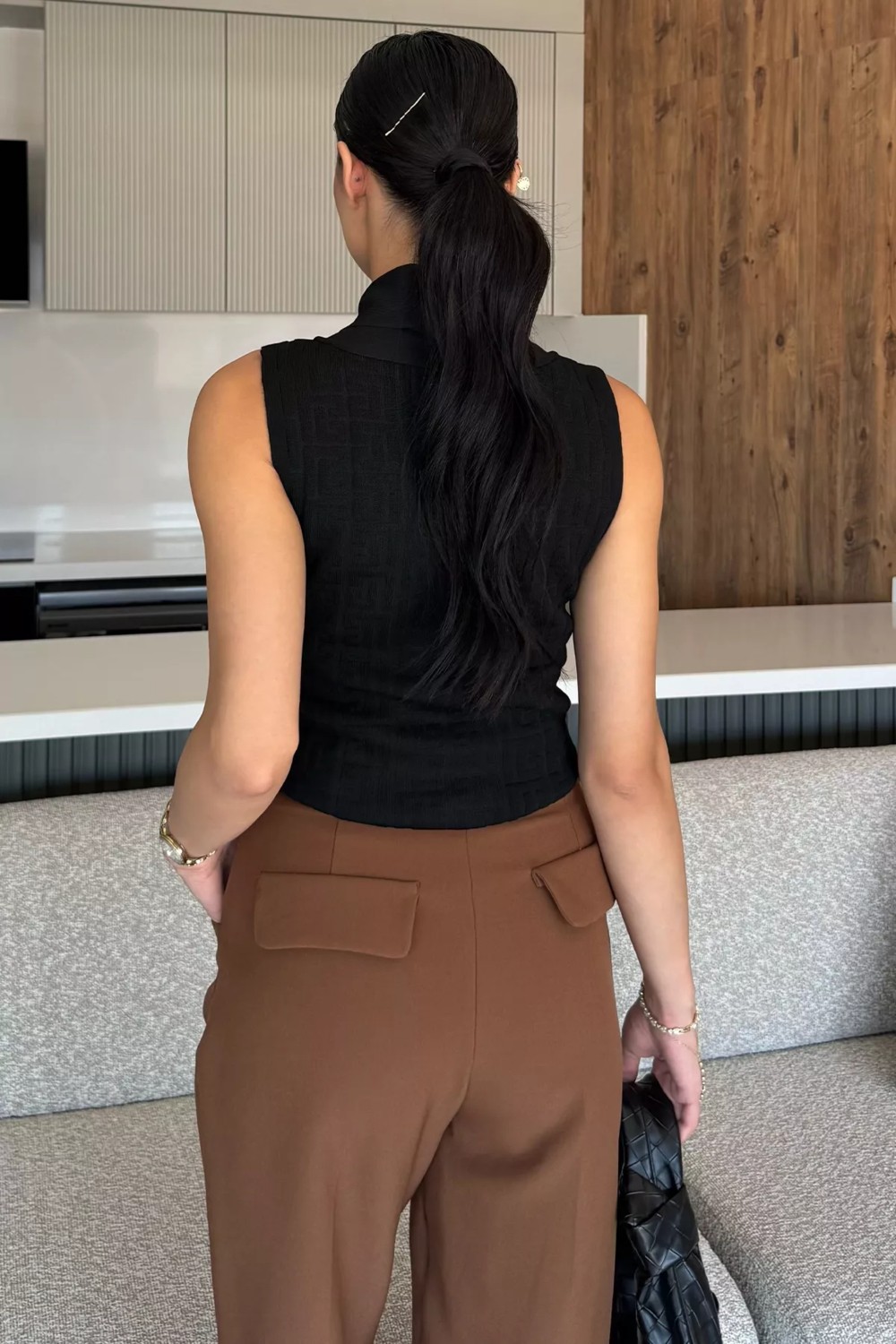 Gülseli Ön Bağlamalı Triko Yelek P-00018222 görsel 4