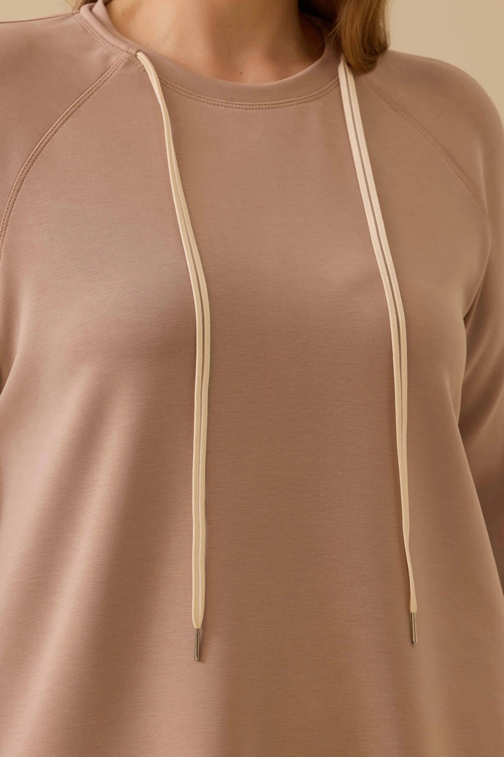 Galaxi Kadın Büyük Beden Bağcıklı Basic Sweatshirt 4002 Siyah görsel 3