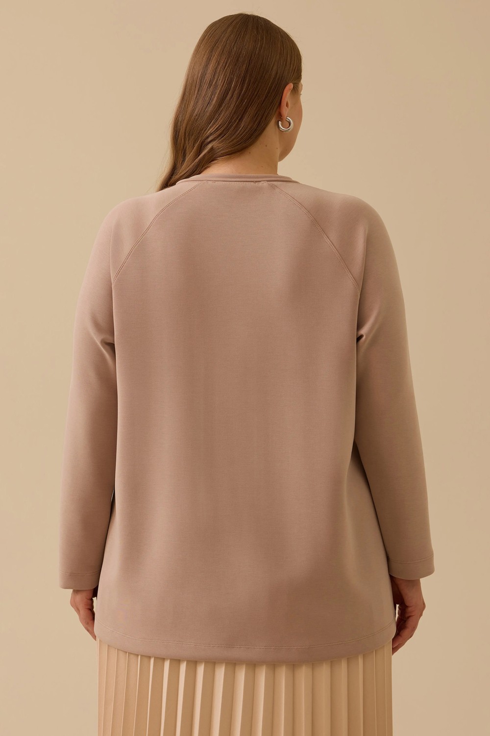 Galaxi Kadın Büyük Beden Bağcıklı Basic Sweatshirt 4002 Siyah görsel 4