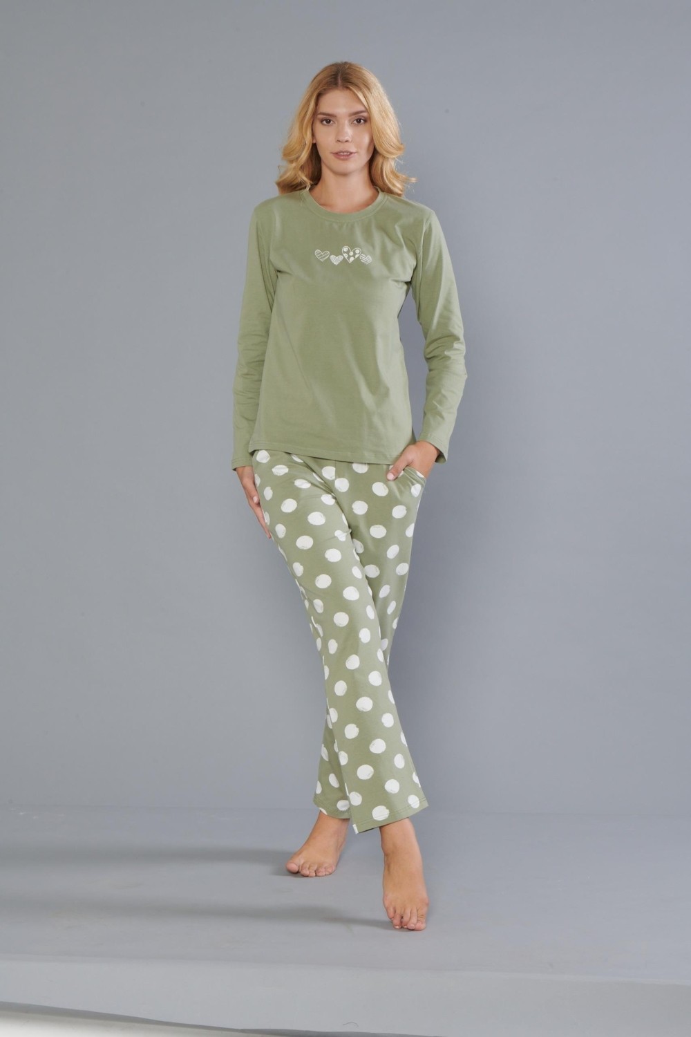 Dowry Kadın %100 Pamuk Uzun Kollu Pijama Takımı 09-271 görsel 6