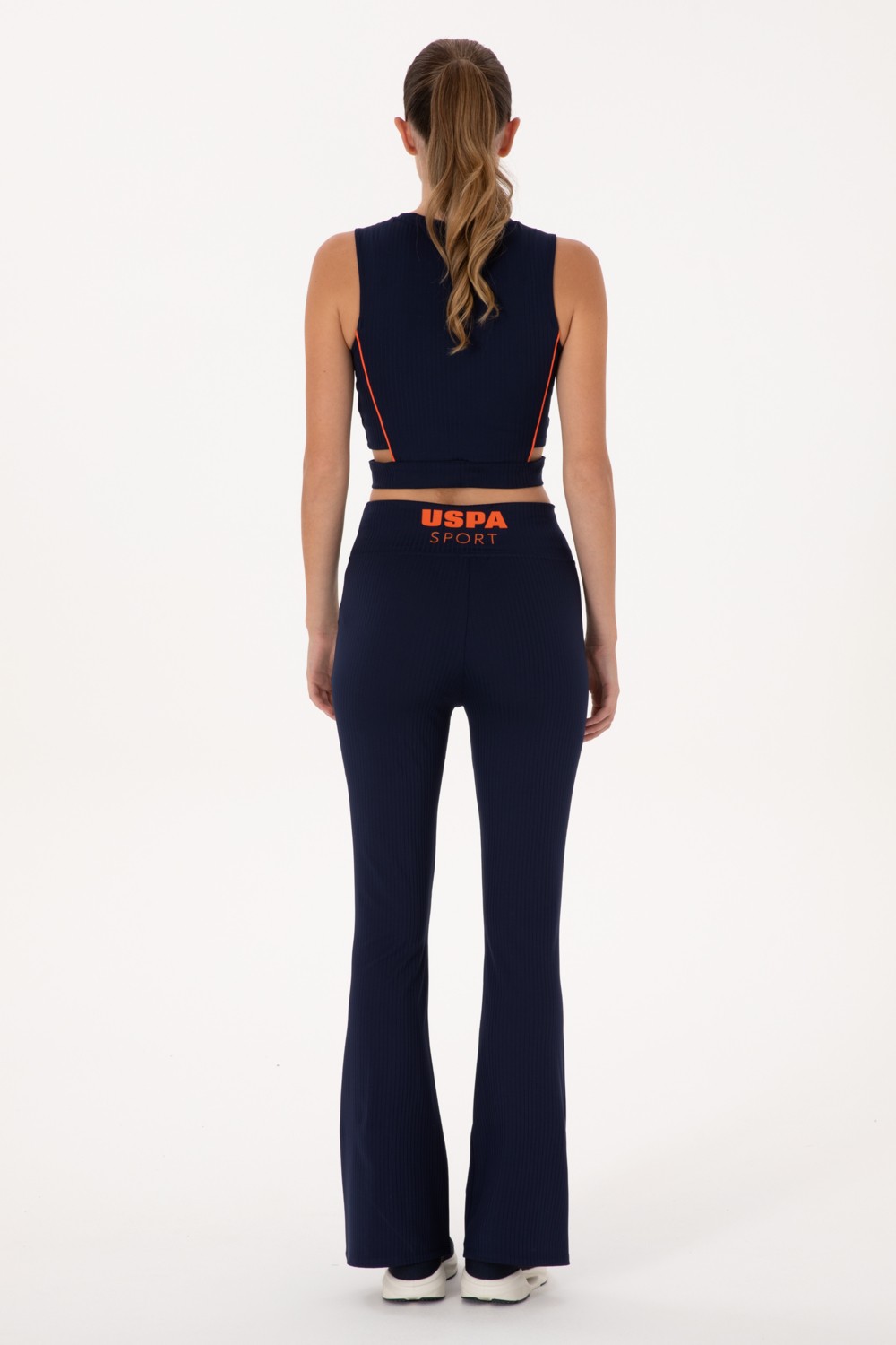 U.S. Polo Assn. Kadın Lacivert Yüksek Bel İspanyol Paça Tayt 50300722-VR033 görsel 4