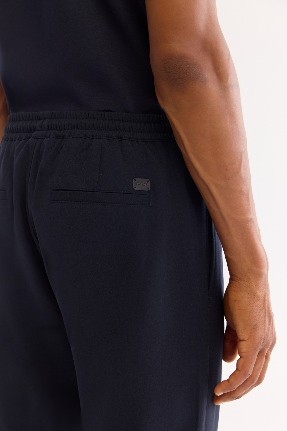 AVVA Erkek Siyah Beli Lastikli Bağcıklı Duble Paça Jogger Relaxed Fit Pantolon E003000 görsel 6