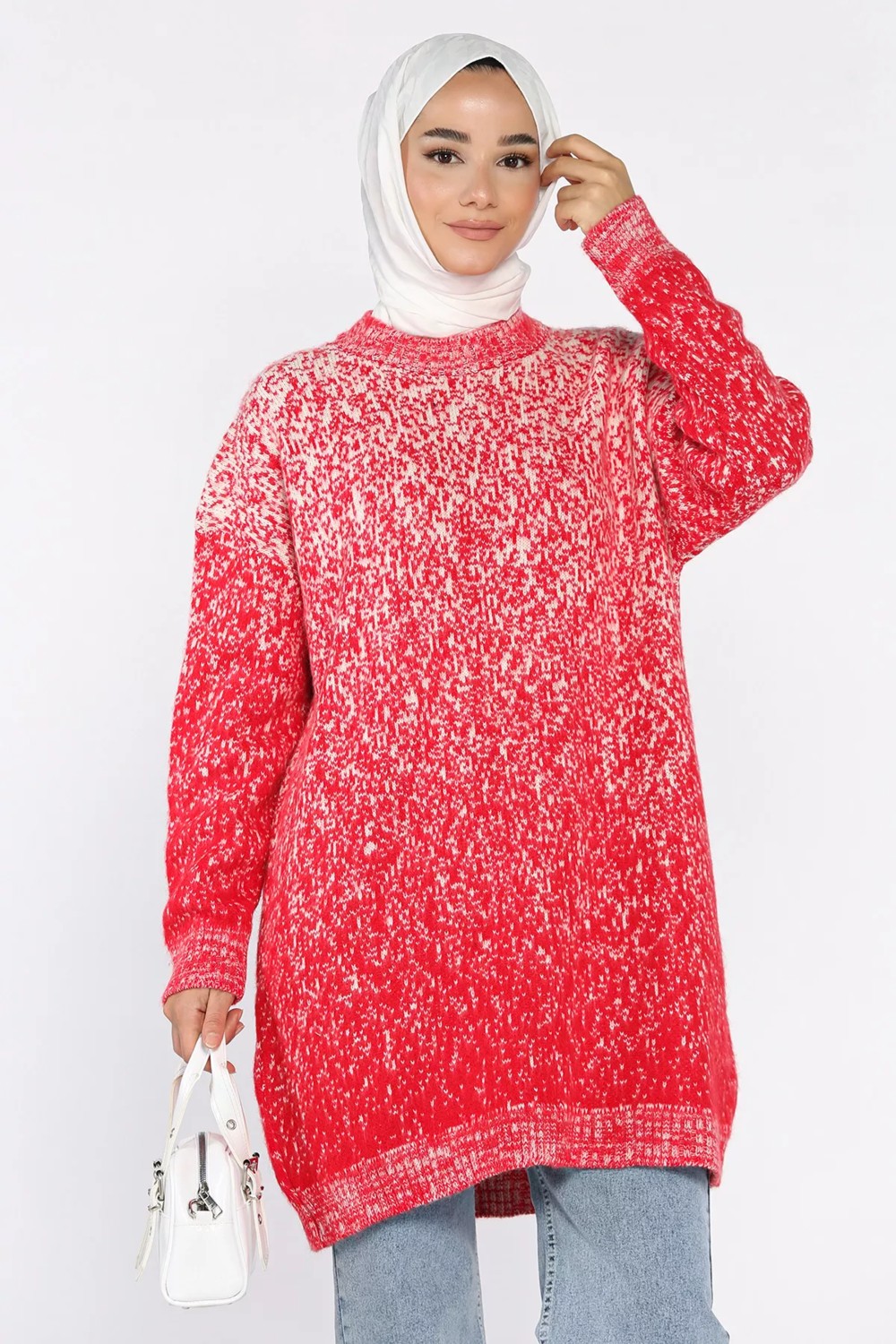 Julude Bisiklet Yaka Çift Renkli Tesettür Triko Tunik (S-M-L-Xl Beden Uyumludur.) P-00018415